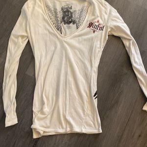 Sinful v-neck, long sleeve biker shirt